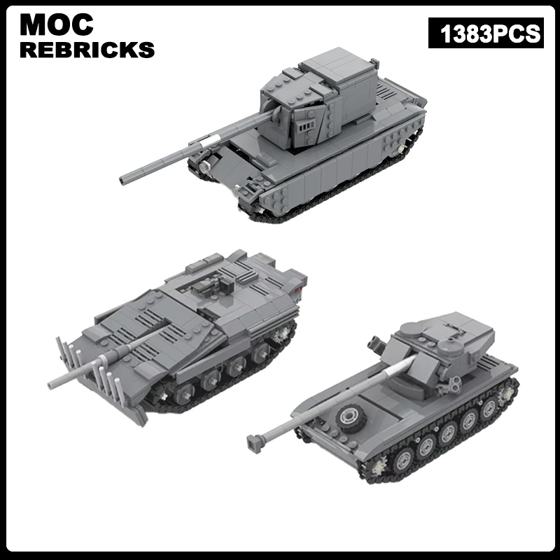 

Военная серия времен Второй мировой войны, Великобритания FV4005, сцена 2 Strv 103 AMX 13, световой танк MOC, строительный блок, модель игрушки, кирпич для пожилых людей, рождественские подарки