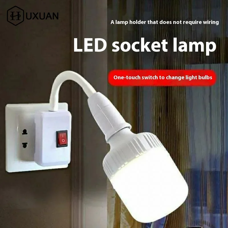 1PC US Plug To E27 Lamp Base Conversion Led Light Wall Flexible Lamp Holder Converter With Switch Led Head Bulb Socket