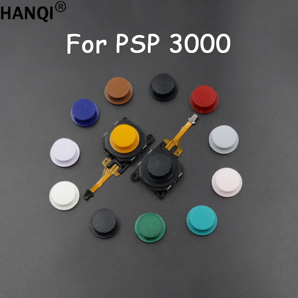 1Set Black 3D Analog Joystick Sensor Module + Thumb Stick Caps Replacement Part For PSP3000 PSP 3000 Console