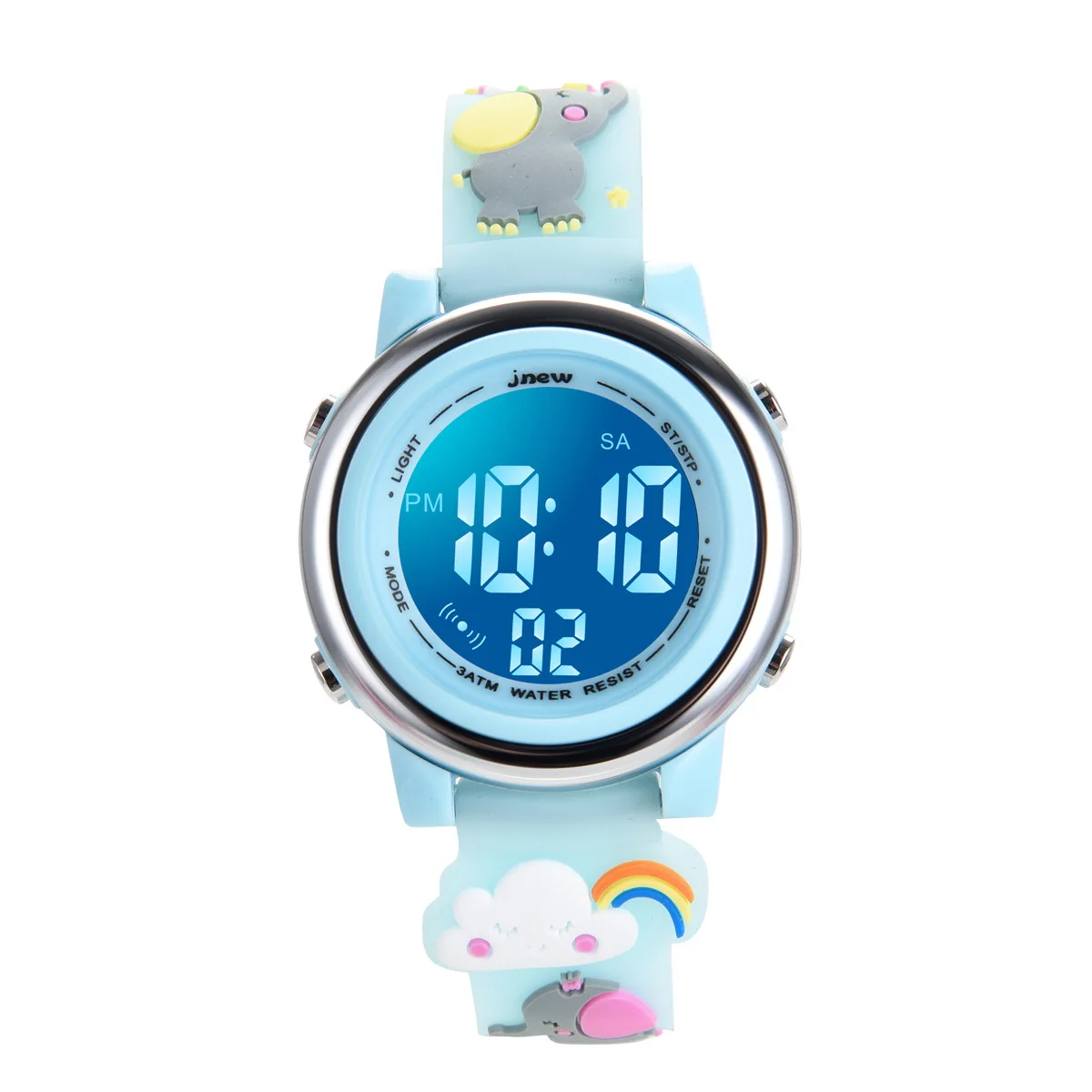 Reloj electrónico deportivo para niños, reloj despertador impermeable con esfera Digital electrónica LED, bonito elefante de dibujos animados, camión de bomberos