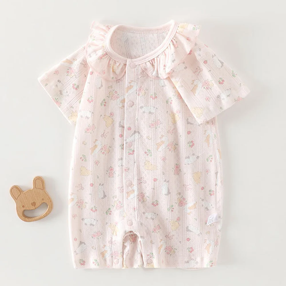Short Sleeve Baby Romper For Newborn Baby Girl Summer 100% Cotton Lightweight Floral Star Animal Print Infant Baby Boy Jumpsuit
