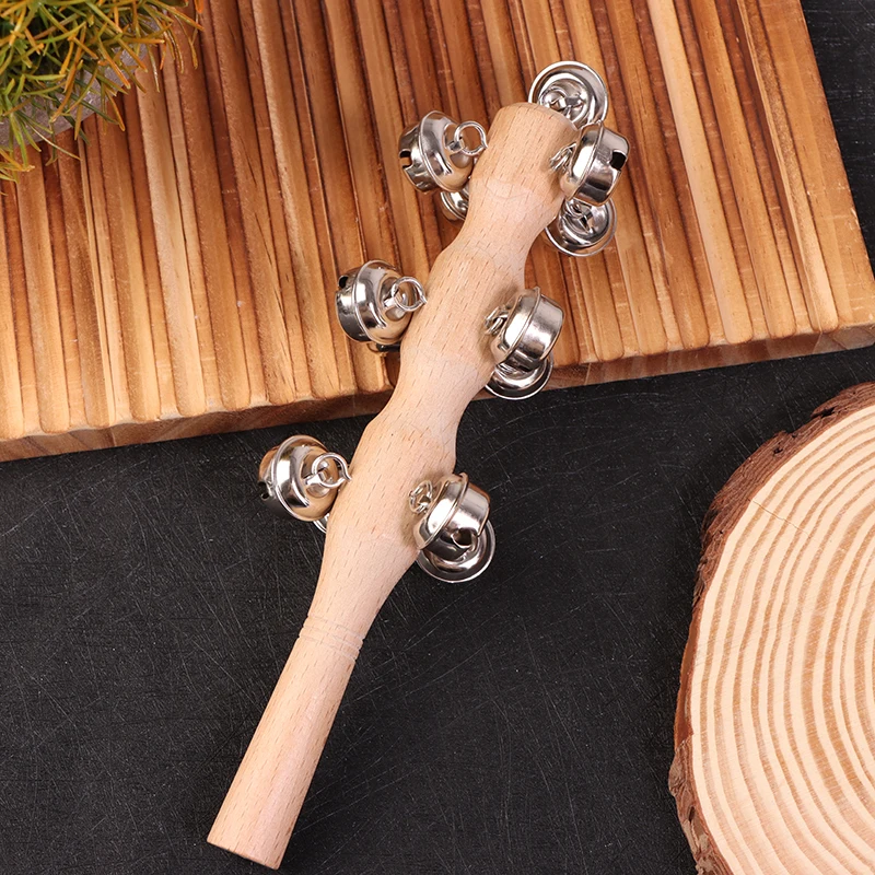 Wooden Rattle Children Discussion Musical Instrument Toys For Party Kids Early Education Handbell Kindergarten Teaching Aids