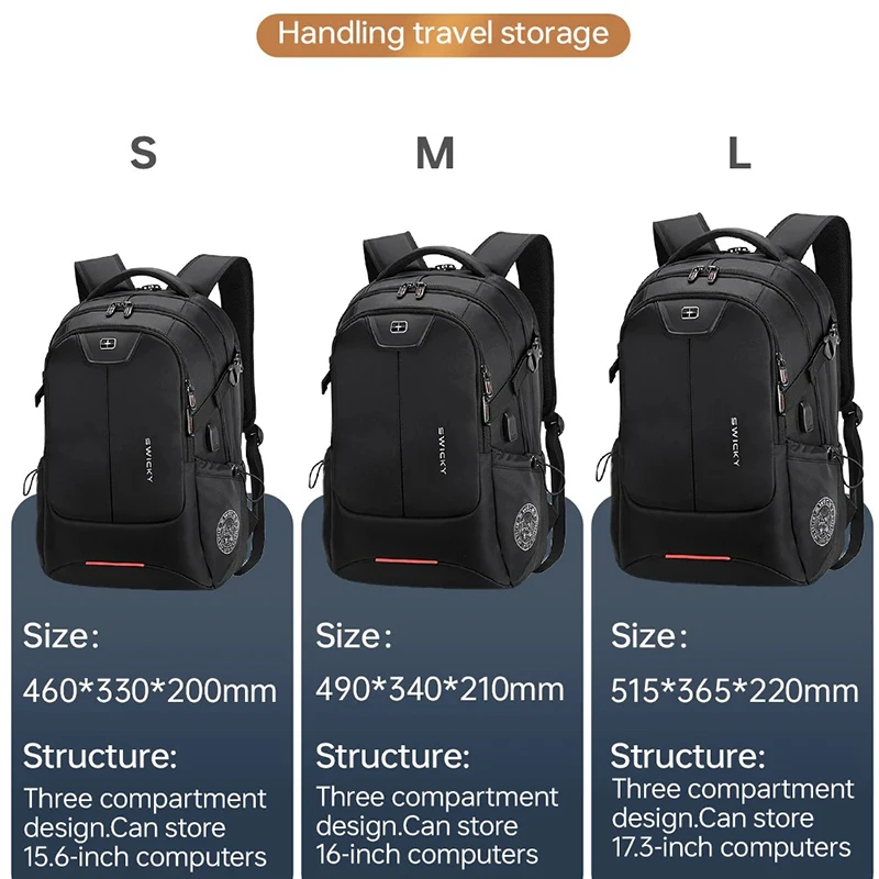 Mochila para ordenador portátil de 15,6 pulgadas y 17,3 pulgadas, Mochila con puerto USB, Mochila de viaje, Mochila escolar para hombre, mochilas antirrobo impermeables, Mochila