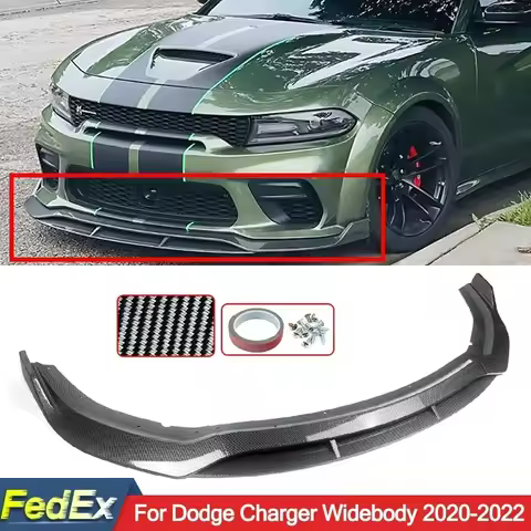 Front Bumper Lip Splitter for 2020 2022 2023 Dodge Charger SRT Hellcat Scat Widebody Carbon Fiber Look