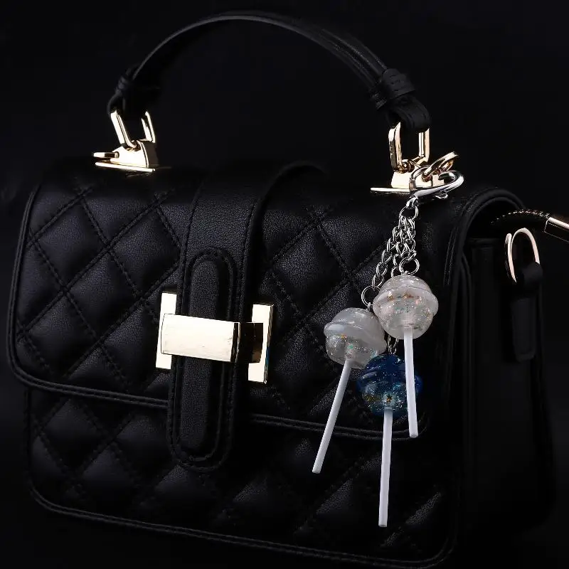 1 قطعة شفافة الراتنج كيس الحلوى قلادة محاكاة مصاصة المفاتيح السيدات اكسسوارات هلام اللون حلوى صغيرة حلقة رئيسية هدية