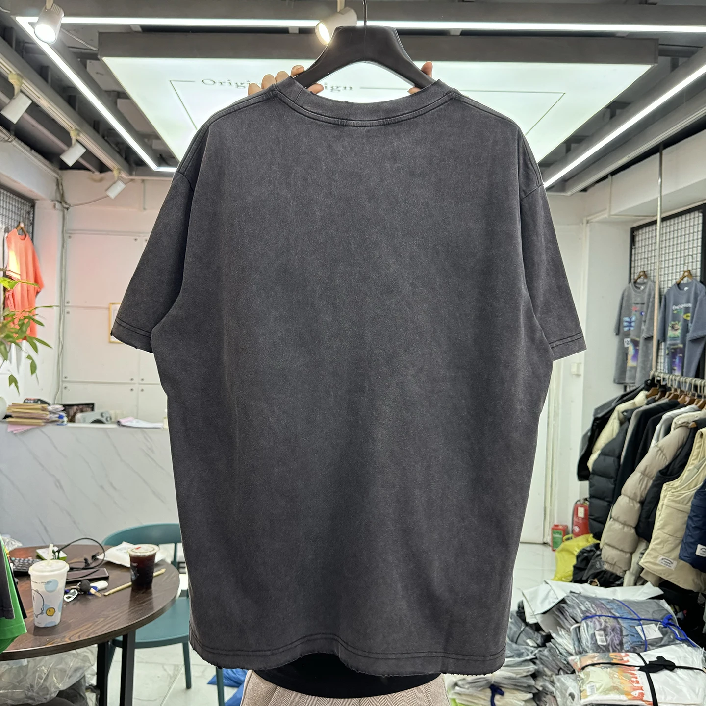 Retro Washed American Style Rock Band Print Oversize Short Sleeve T-Shirt Summer High Street Loose Fit Hip Hop Tear 