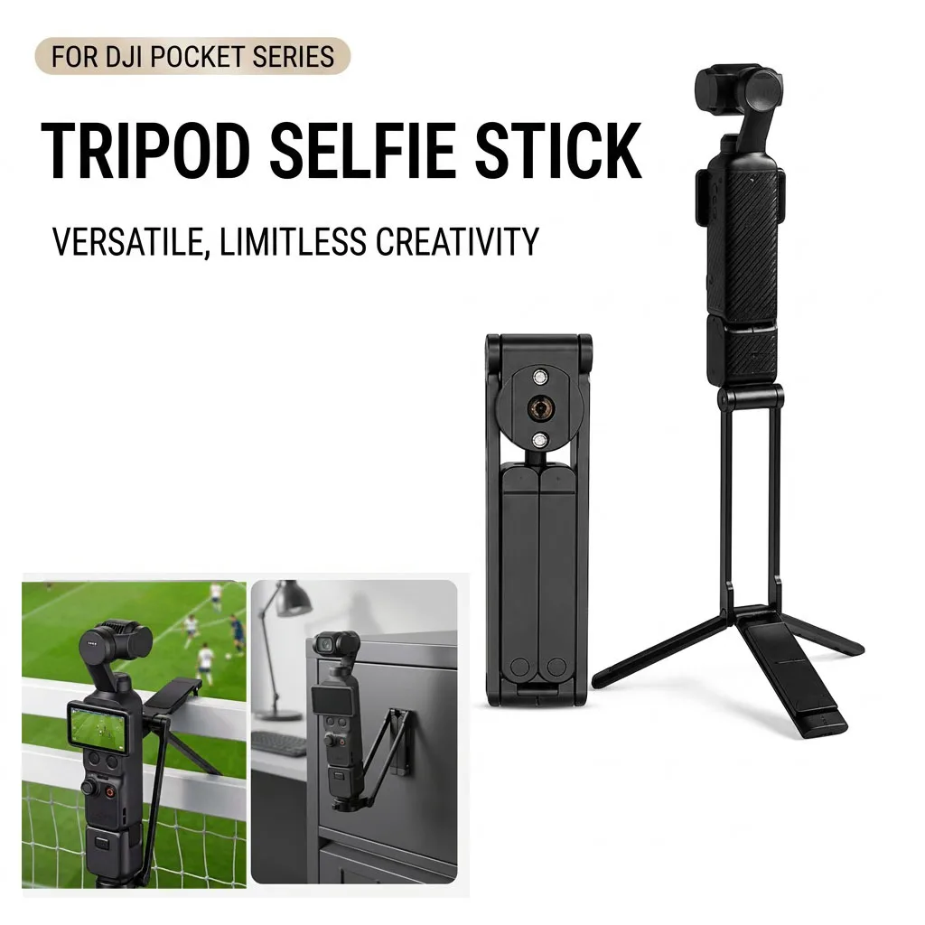 Magnetic Selfie Stick Tripod Portable Handle Grip Stand Compatible with DJI Pocket 4 3 2 Pocket Series Vlog Shooting Accessories