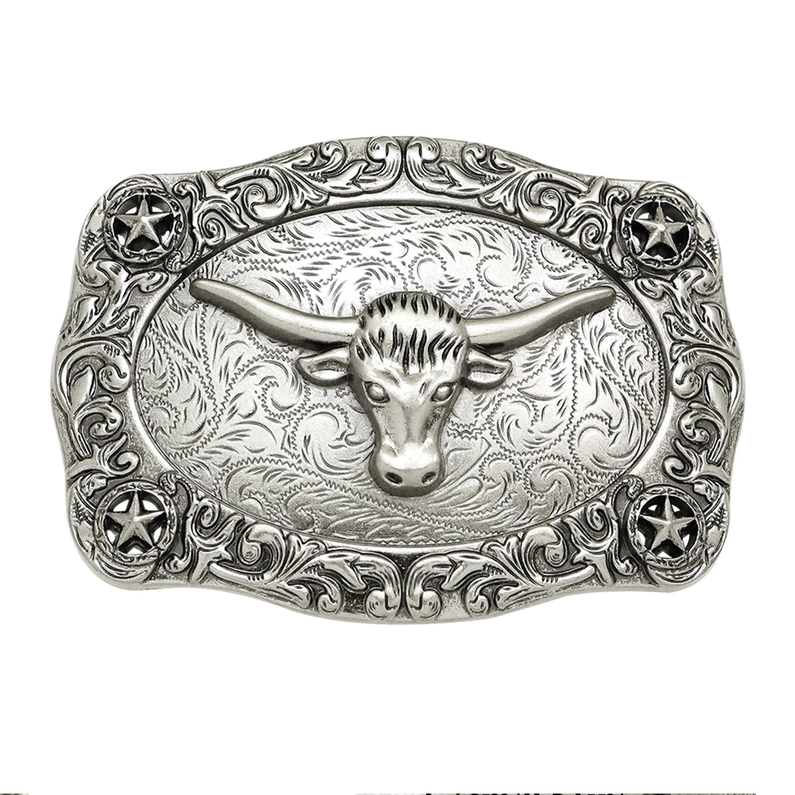 Western Cowboys Belt Buckles for Men Rodeo Silver Bull Head Top Quality Alloy Metal Waistband Button Dropshipping