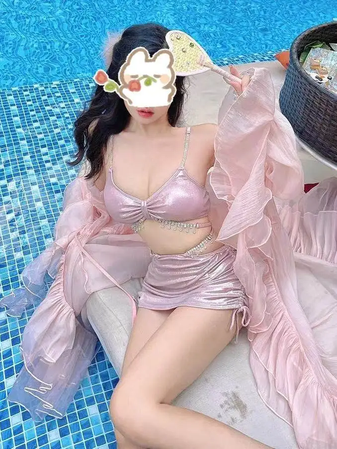 Costume da bagno sexy a T Set bikini imbottito da donna per sorgenti termali Soaking Advanced Beach Vaion Sli Sports Fitn Fan...