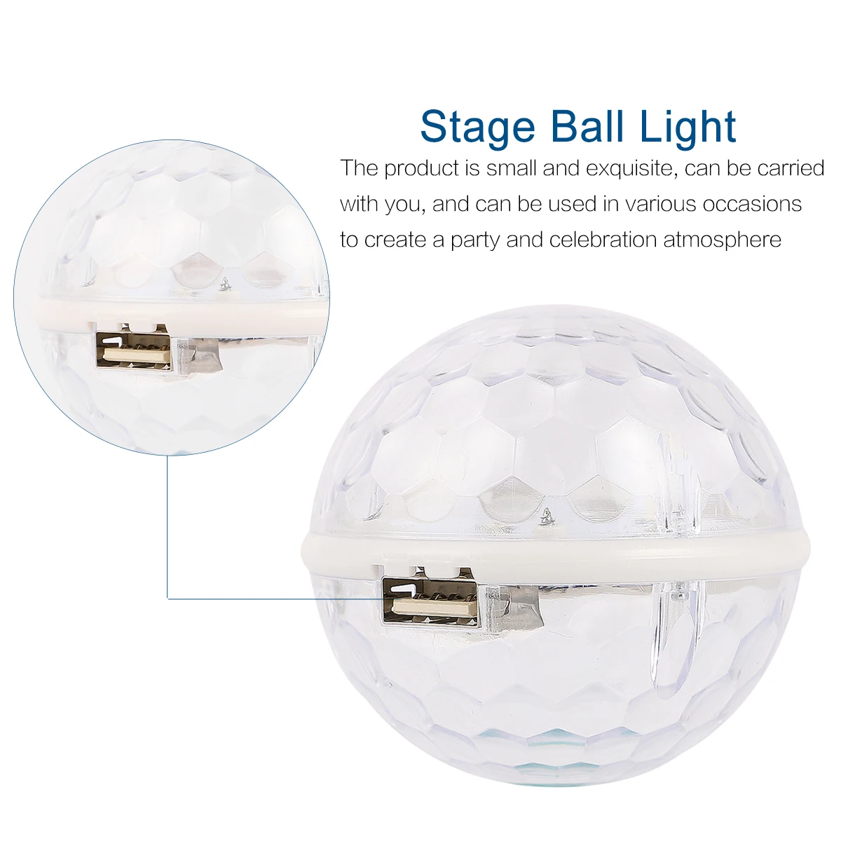 LED Stage Lights Mini Disco RGB Lamp Portable Party Birthday Ball USB Powered Cool Lighting Effects Stylish Fits Phones Easy