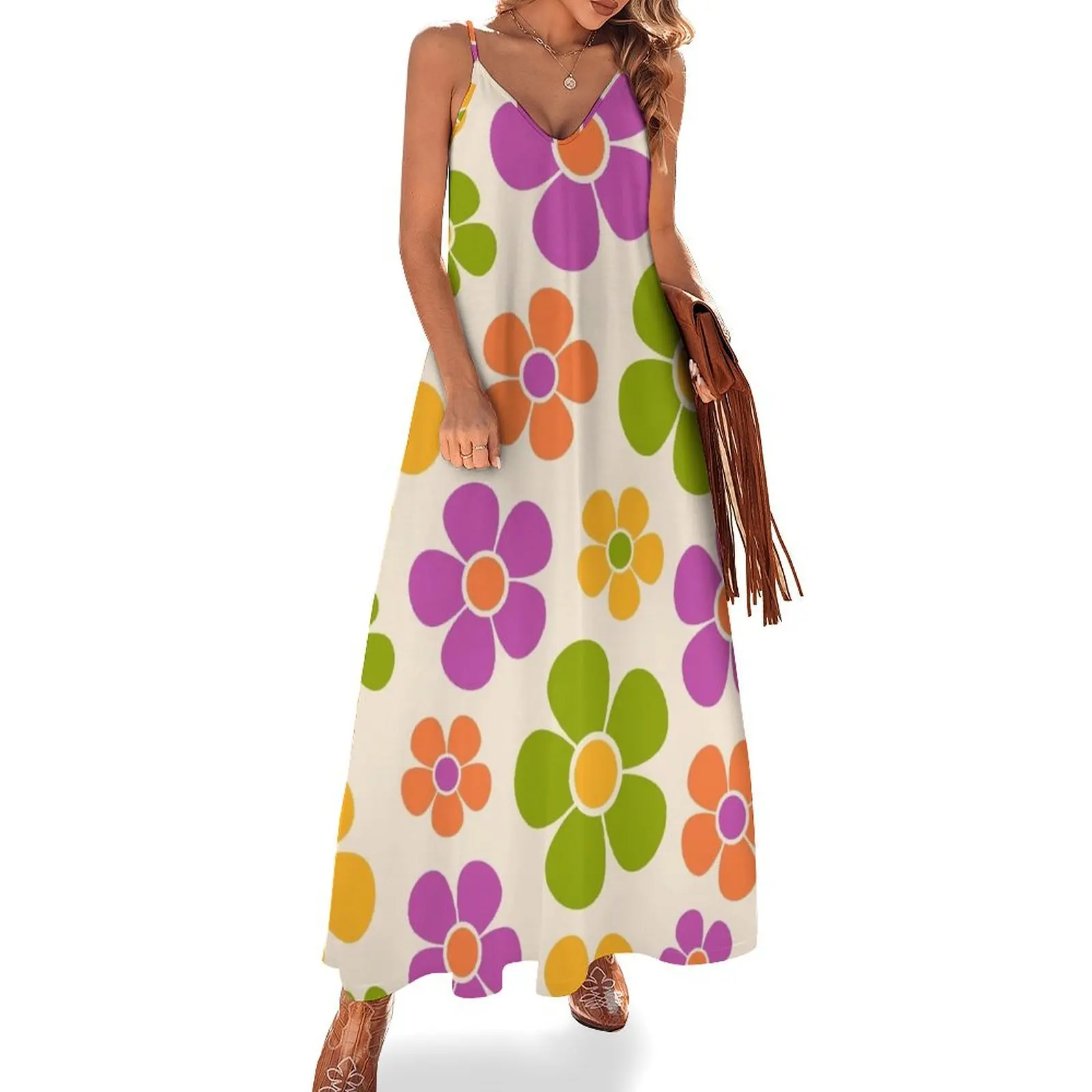 

Retro Flower Pattern 865 Sleeveless Dress Dress for pregnant women dresses for woman 2024 Bridesmaid dress woman