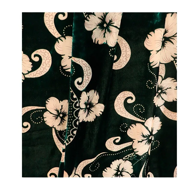 Tecido de veludo brocado viscose impresso tecido manchado e queimado vestido de noite cheongsam novo estilo chinês