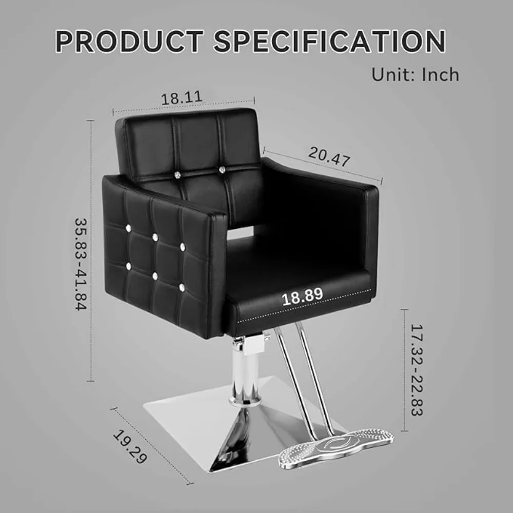 Salon Chair for Hair Stylist, Barber Chair for Barbershop/Home, Heavy Duty Hydraulic Pump Stylist Armchair, 360 Degrees Rolling image 5