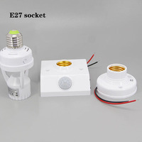 AC 110V-240V Sound or PIR Motion Human Body Infrared Sensor Lamp Holder Bulb E27 Base socket LED Night Light Detector Delay Time