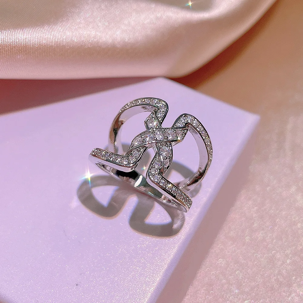 925 sterling silver creative geometric ring for ladies zircon irregular ring party birthday jewelry gift