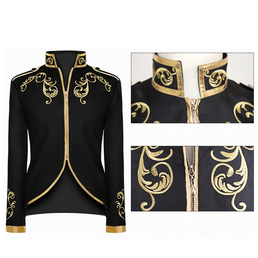 Comfortabele mode jas borduurwerk jas vakantie koning middeleeuwse jas heren prins stand Victoriaanse jas cosplay kostuum