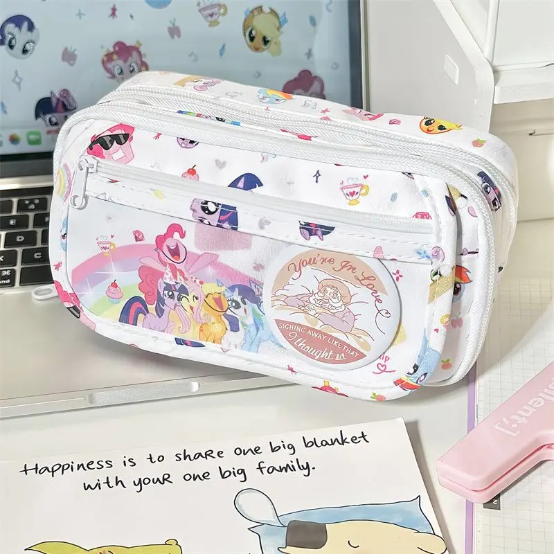 

Kawaii My Little Pony Pen Bag Pinkie Pie Fluttershy Cartoon Anime Stationery Bag Multi Functional Large Capacity Storage Bag Toy