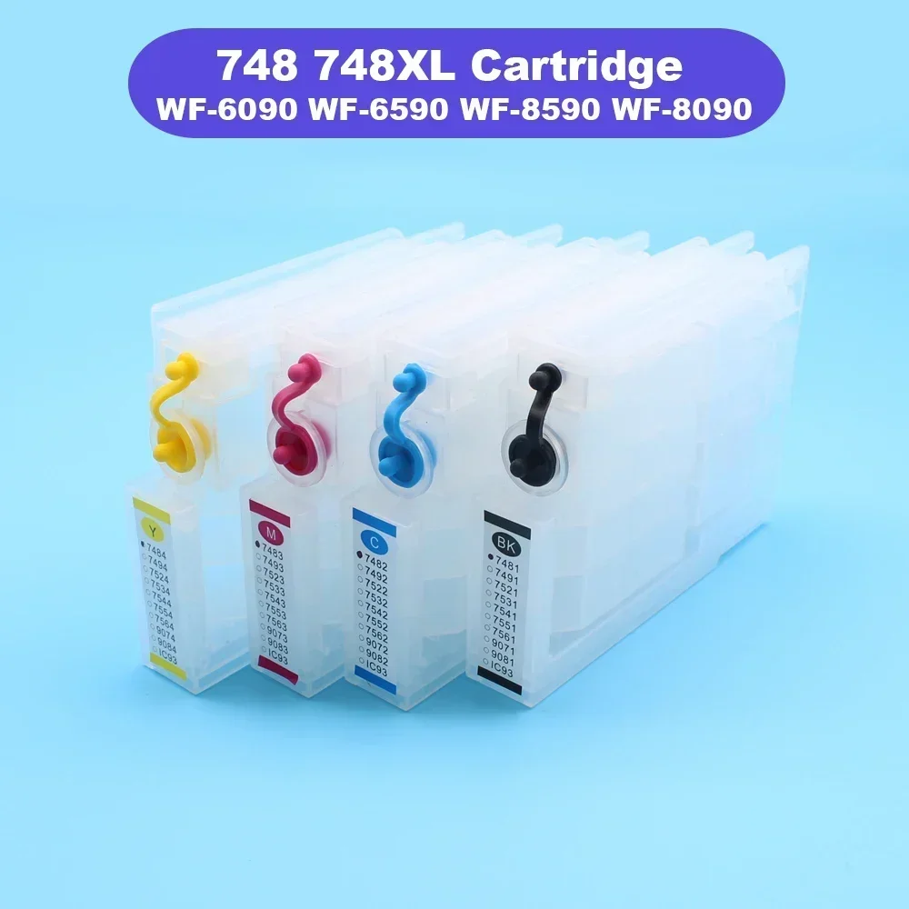 

748 Refillable Ink Cartridge 748XXL Refill Ink Cartridges with Chip for Epson WF Pro WF6090 WF6590 WF8090 WF8590 Printer Tanks