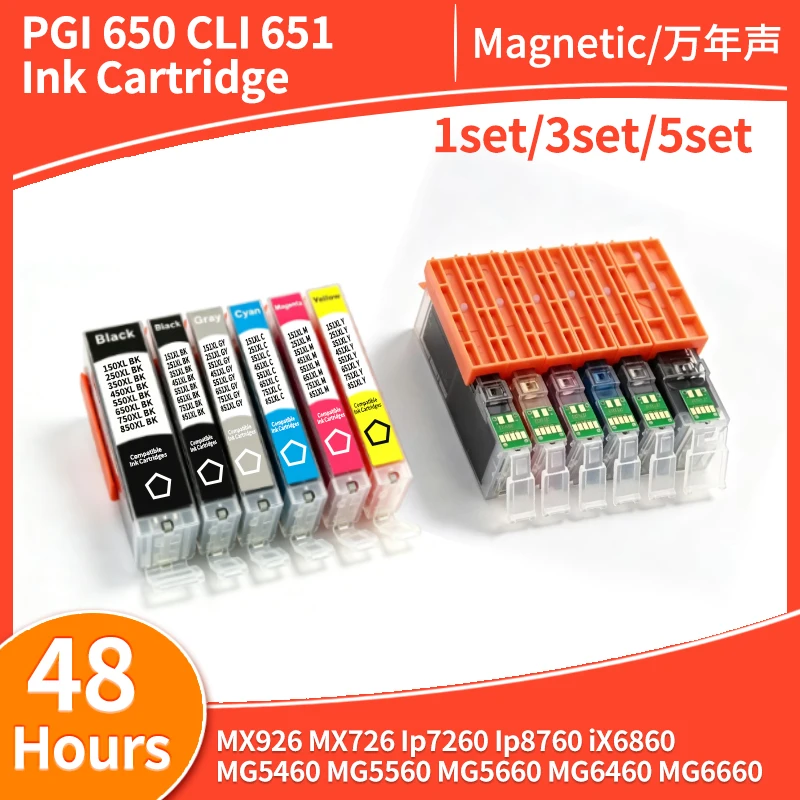 PGI 650 CLI 651XL ink Cartridge Compatible For Canon MX926 MX726 Ip7260 Ip8760 iX6860 MG5460 MG5560 MG5660 MG6460 MG6660 printer