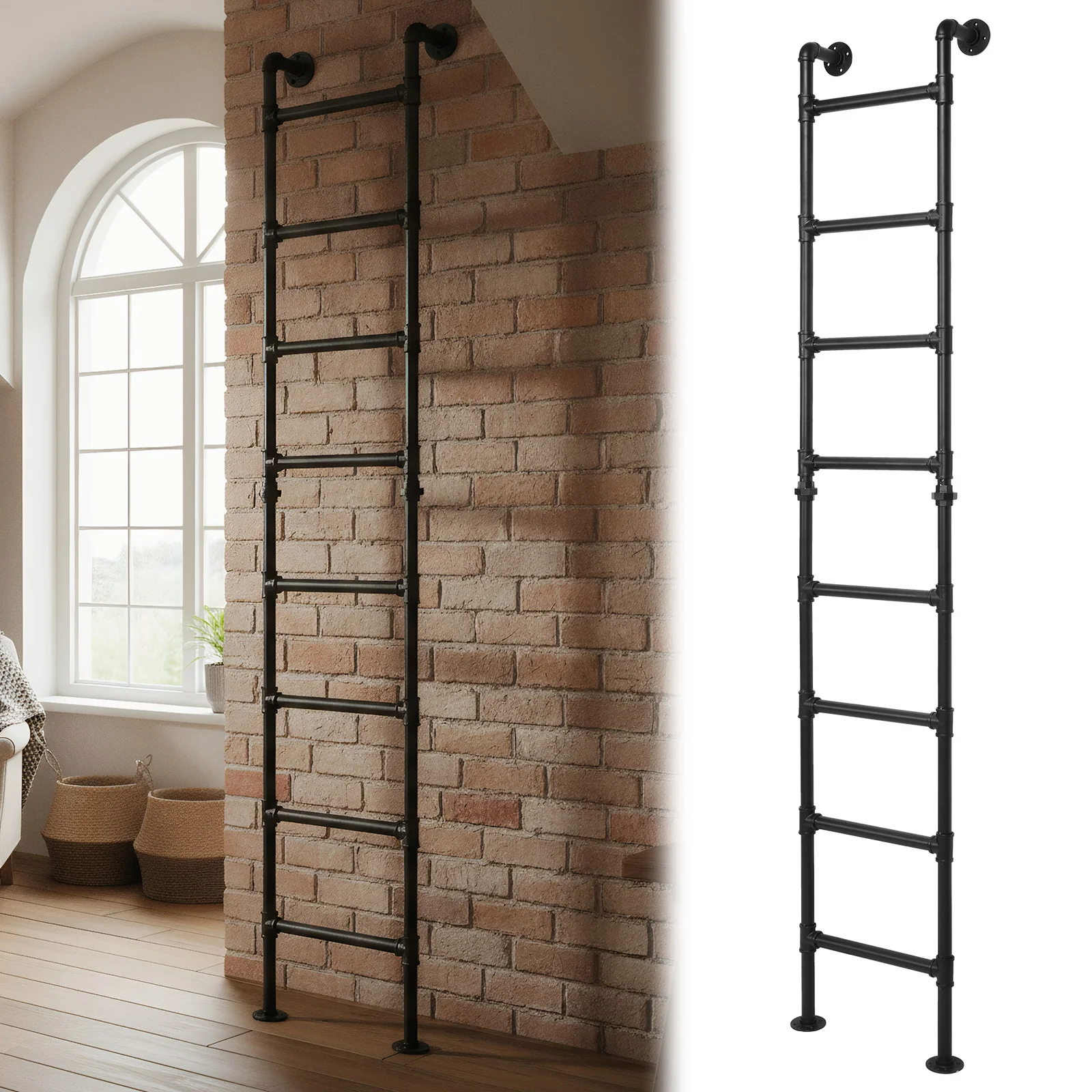 

Wall Mounted Ladder Multi-Purpose Heavy-Duty Metal Ladder Floor-Standing Ladders for Caravans Dormitory Double Beds
