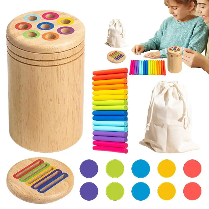 

Wooden Sticks Color Classification Cup Game Sensory Fine Motor Developmental Toy Early Educational Color Sorting Toy For Toddler