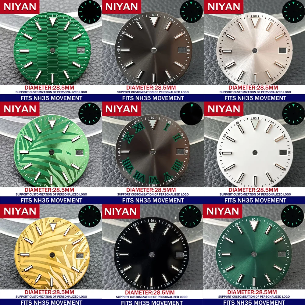 28.5/29MM Diameter Single/Dual Calendar Watch Dial Modified Dial for NH35/NH36 Movement Accessories Watch Parts Personalization
