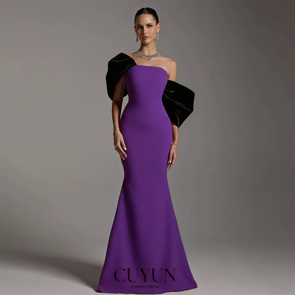 

CUYUN Elegant Mermaid Evening Gown Customized Red and Pink Off the Shoulder Party Dresses Women Banquet Gown