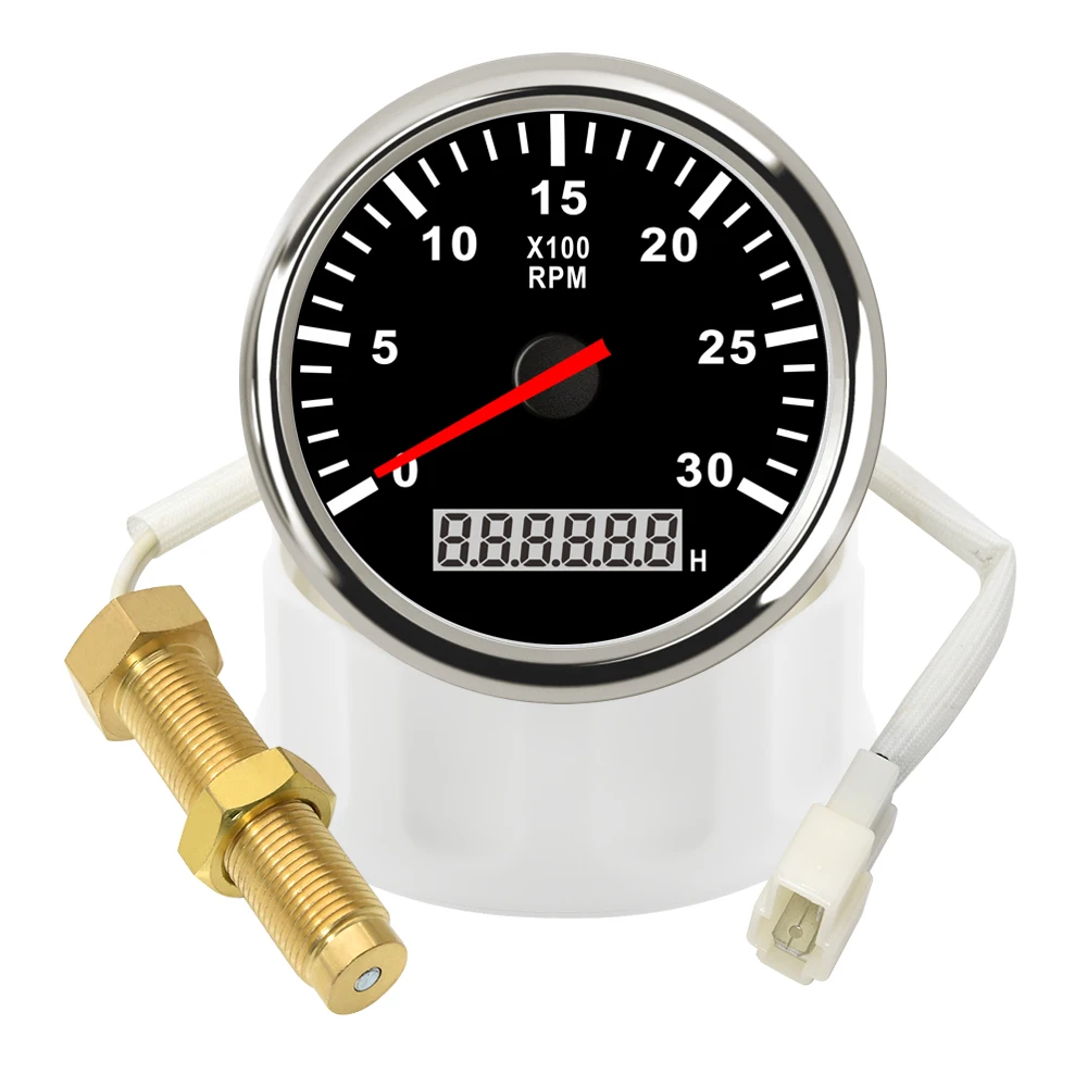 AD 85 mm Dieselmotor-Drehzahlmesser, 0–4000 U/min, digitaler LCD-Stundenzähler + M16/M18 U/min-Sensor für Auto, Boot, Motorrad, mit roter Hintergrundbeleuchtung – Detail 6