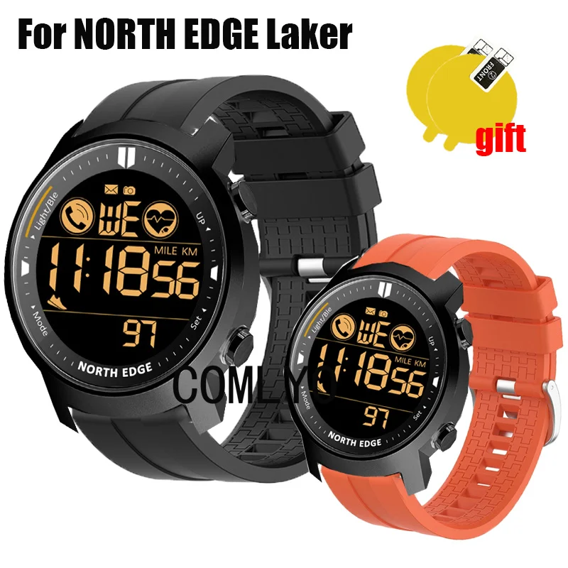 Браслет для NORTH EDGE Laker, ремешок, силиконовый браслет для умных часов, защитная пленка для экрана для женщин и мужчин