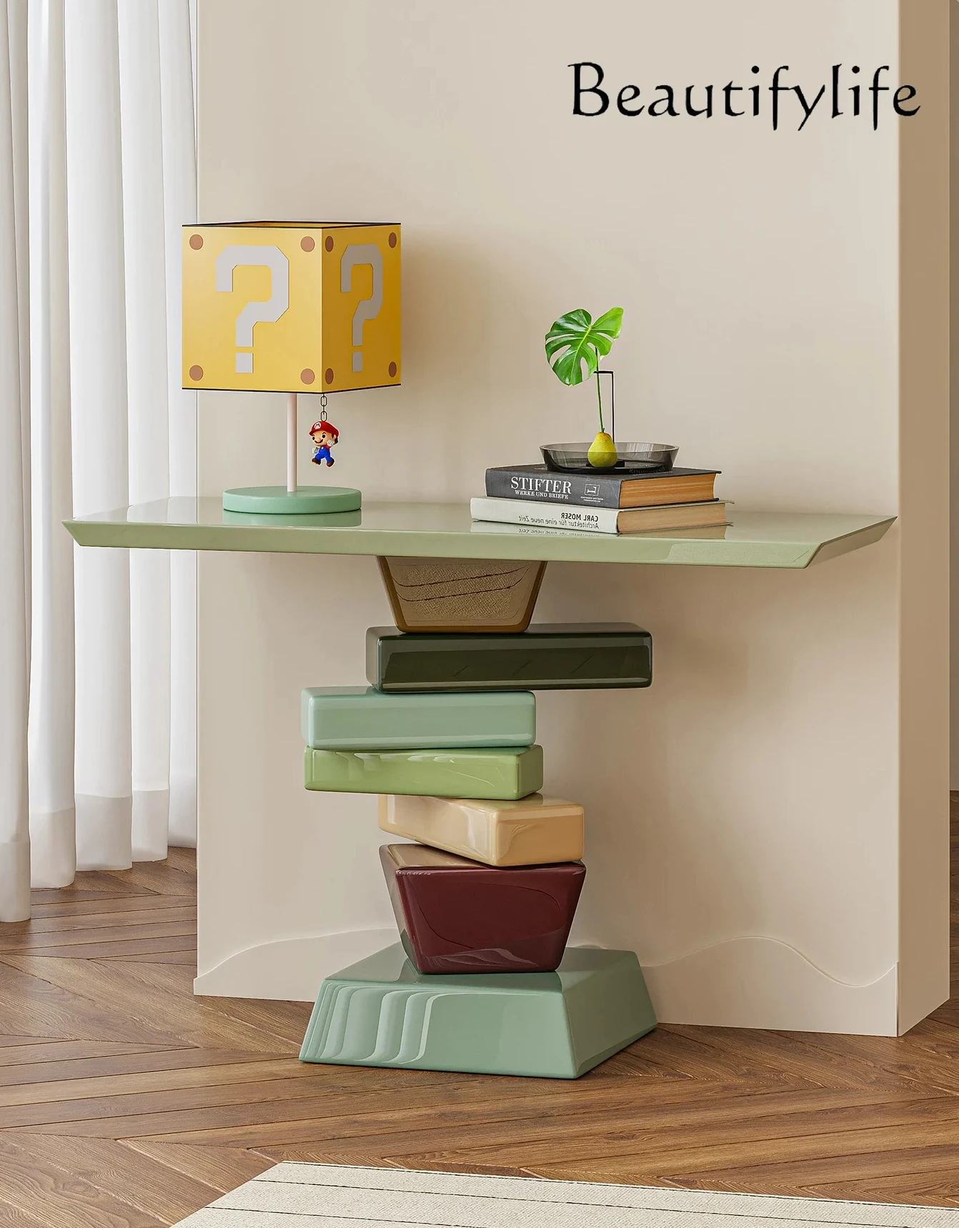 Italian Contrast Color Cube Sugar Console Tables Hotel Console Designer Corridor against the Wall Decoration Table