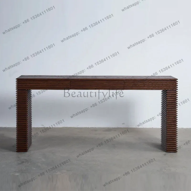 

Medieval solid wood carving flower Xuanguantai wabi style retro drawer furniture