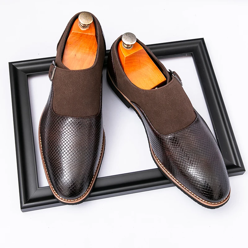 

Men Loafers PU Splicing Low Heel Classic Comfortable Business Formal Men Shoes Size 38-46