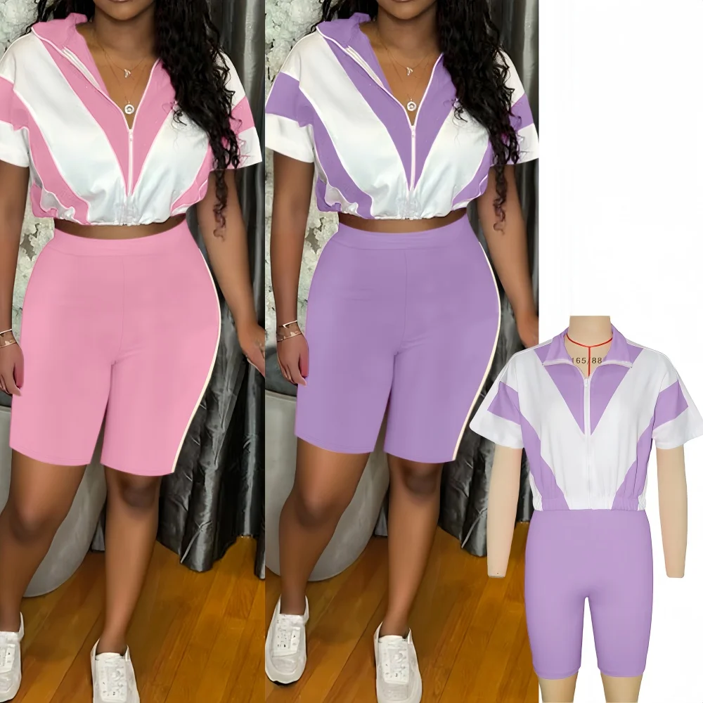 

FAGADOER Fashion Sporty Two Piece Outfits Woman Color Block Long Sleeve Zipper Jacket and Pants Tracksuit Female Streetwear 2025