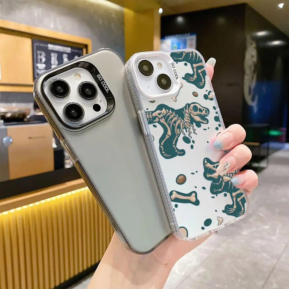 

Чехол для телефона с динозавром для iPhone 16 Pro Max 15 14 13 12 X XR XS XSMAX 8 7 Plus Цветный серебристый чехол