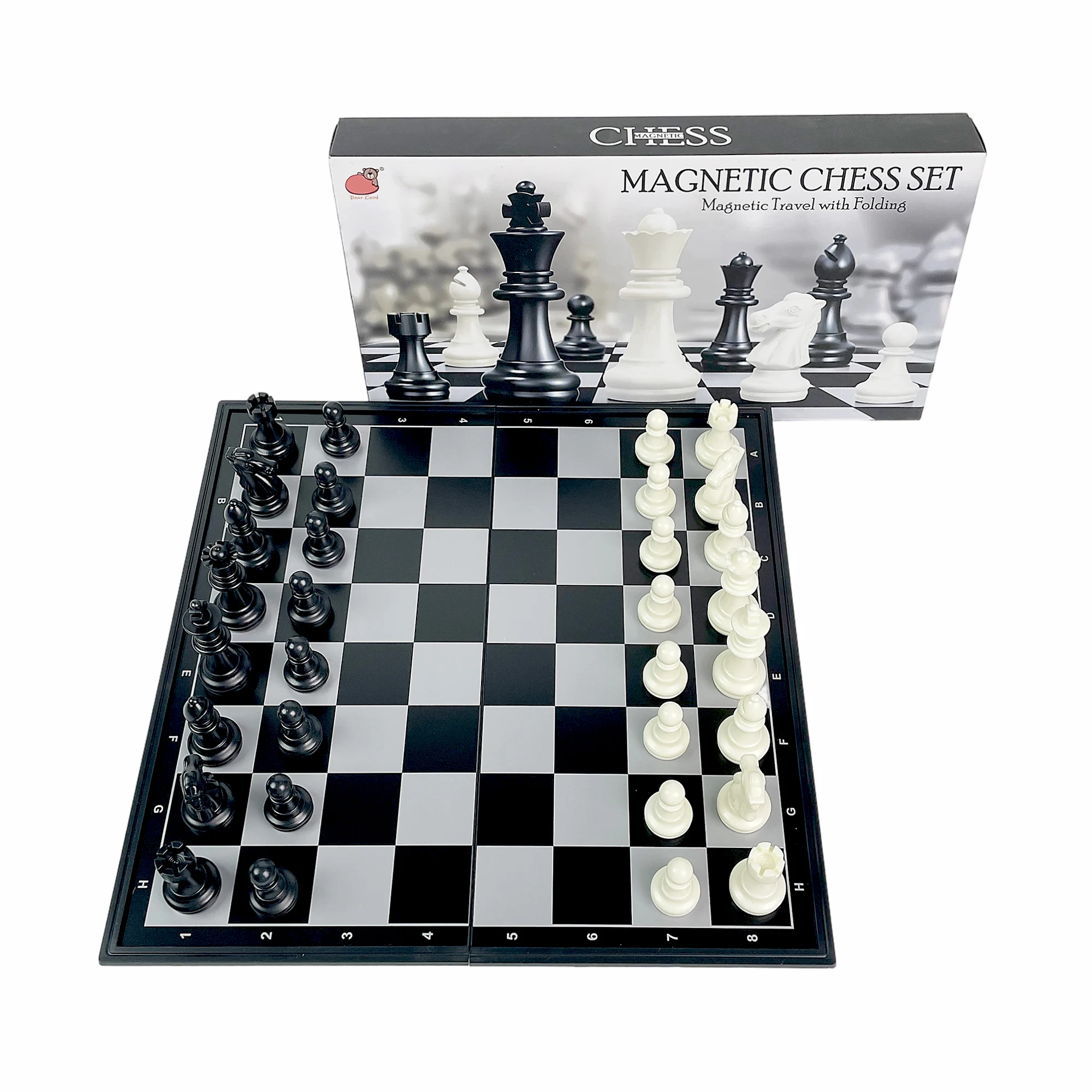 

31.8cm x 31.8cm Foldable Magnetic Black and White Chess Board Game Portable Plastic Tabletop Travel Outdoor Set