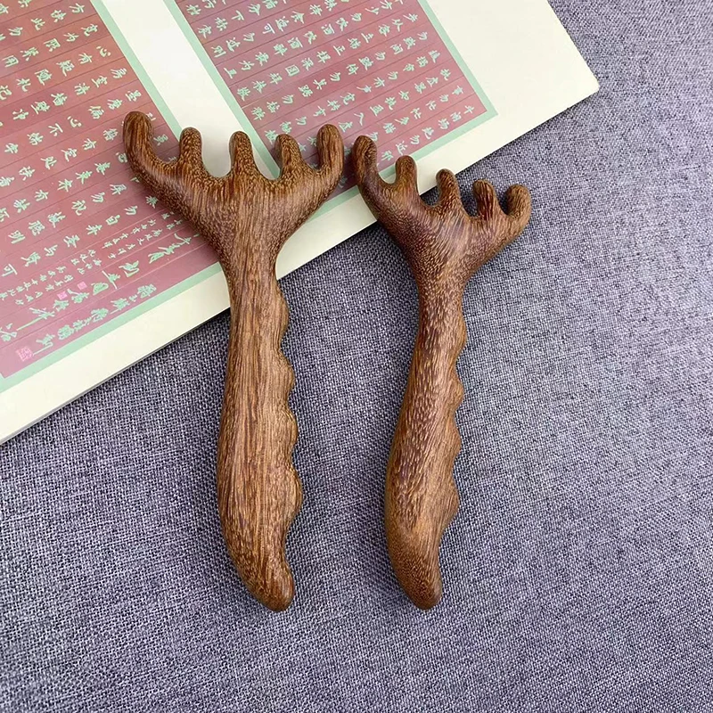Multifunktionaler Holztherapie-Massagekamm Kopfhaut-Massagegerät Natürliches Sandelholz Kreiszahniger Guasha-Schaber Körpermassagegerät – Detail 4
