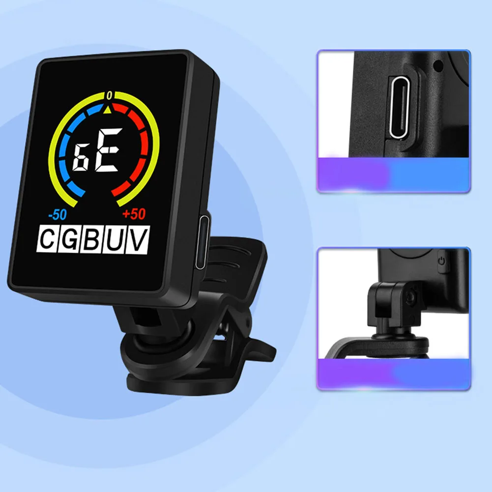 USB Charging Guitar Tuner Tunning For Acoustic Electric Guitar Bass Clip-on Tuner LCD Display Guitar Tuner Accessories