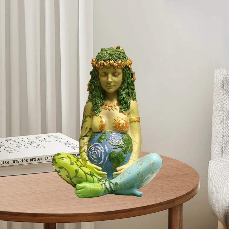 غايا الأرض الأم تمثال اليدوية الراتنج آلهة ديكور المنزل النمط الأوروبي الحرفي وضعت النحت صديقة للبيئة ديكور المنزل هدية