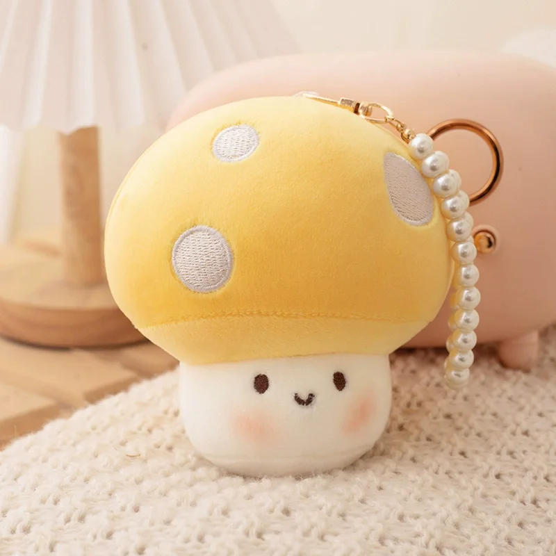 10cm Cute Pendant Small Mushroom Plush Cartoon Doll Bag Hanging Foreign Trade Explosive Mushroom Keychain Car Interior Pendantss