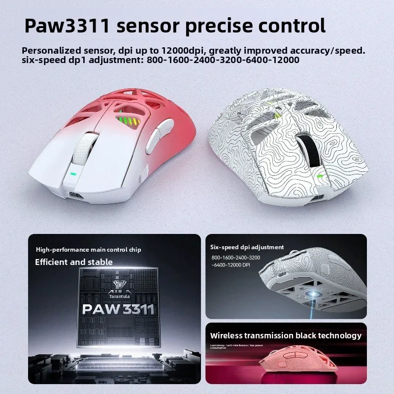 AULA SC620 Wireless Bluetooth Gaming Mouse Tri-Mode PAW3311 Sensor Lightweight Design Long Battery Life Ergonomic PC Laptop Mice