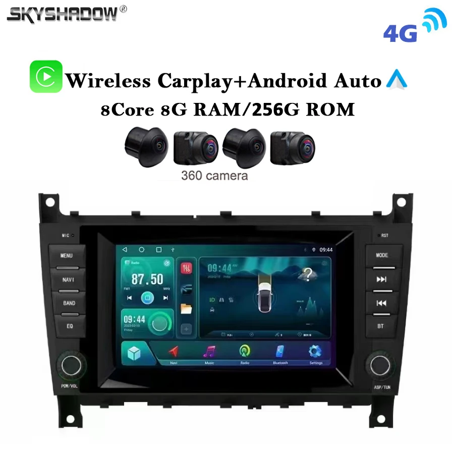 8G+256G Carplay Auto Android 14.0 4G LTE IPS DSP Car DVD Player GPS WIFI Bluetooth Radio For Benz W203 W467 W209 W219 2004-2012
