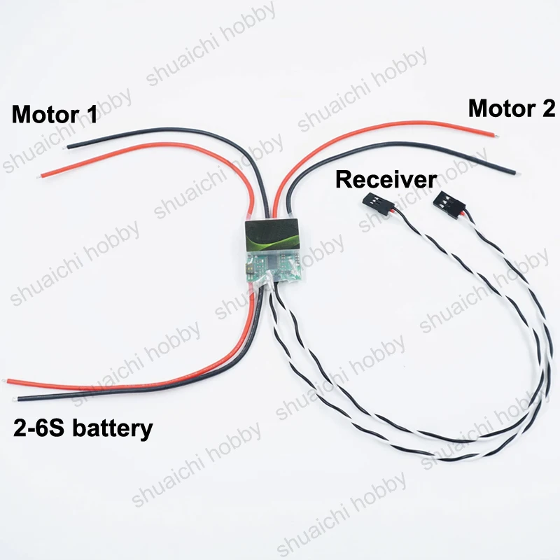 1PCS 2-6S 30A Bidirectional Dual-channel Brushed ESC with PWM Input Support Tank Mixing Control Mode for RC Tracked Vehicle/Boat