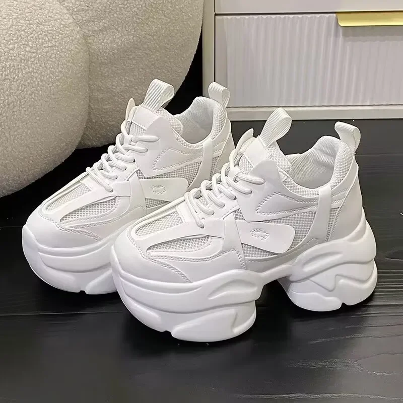 

2023 White Black Chunky Sneakers Women Spring Autumn Thick Bottom Dad Shoes Woman Fashion PU Leather Platform Sneakers Ladies