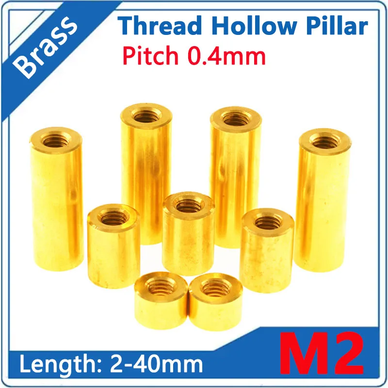 

4pcs M2 Round Brass Standoff Spacer Stud Spacing Screw Thumb Nut Female Thread Hollow Pillars Length 2/3/4/5/6/7/8/9/10-40mm