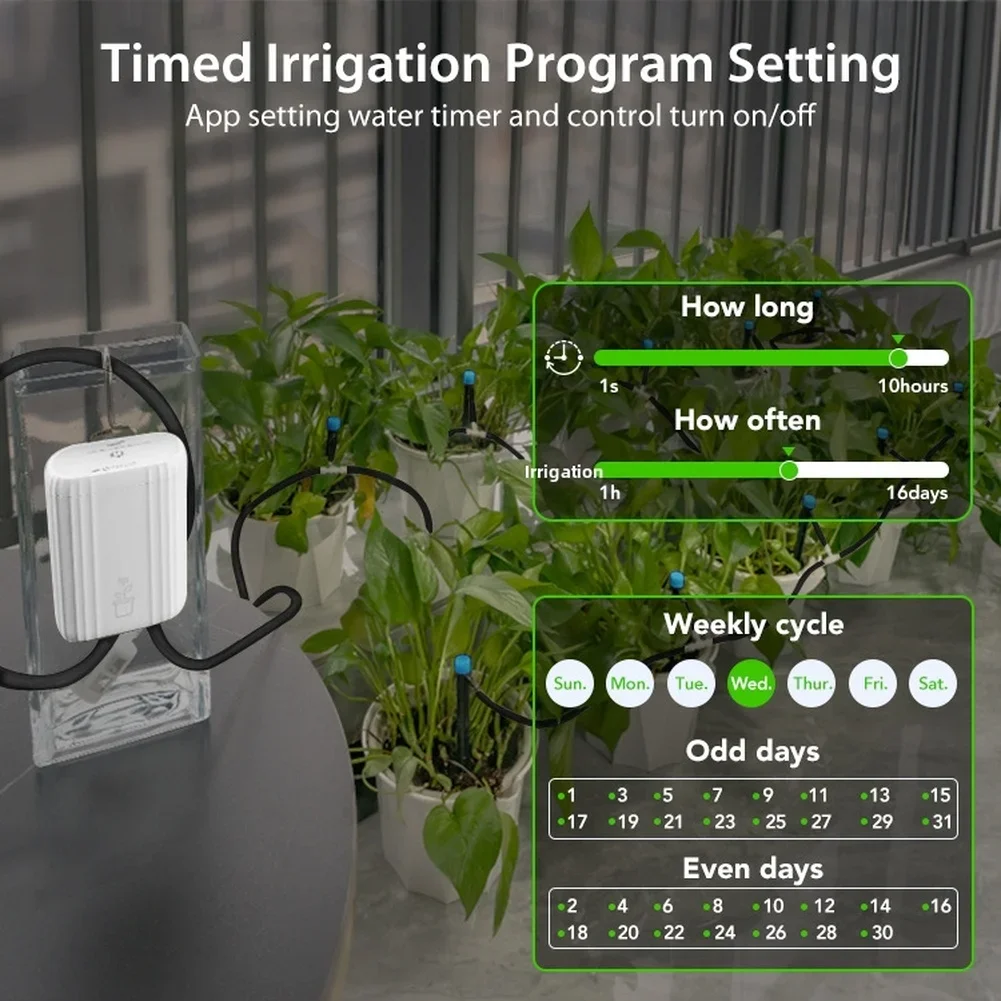 for Tuya WiFi Plant Irrigation System with 10 Adjustable Drippers Rechargeable Battery Auto Drip Timer for Pots