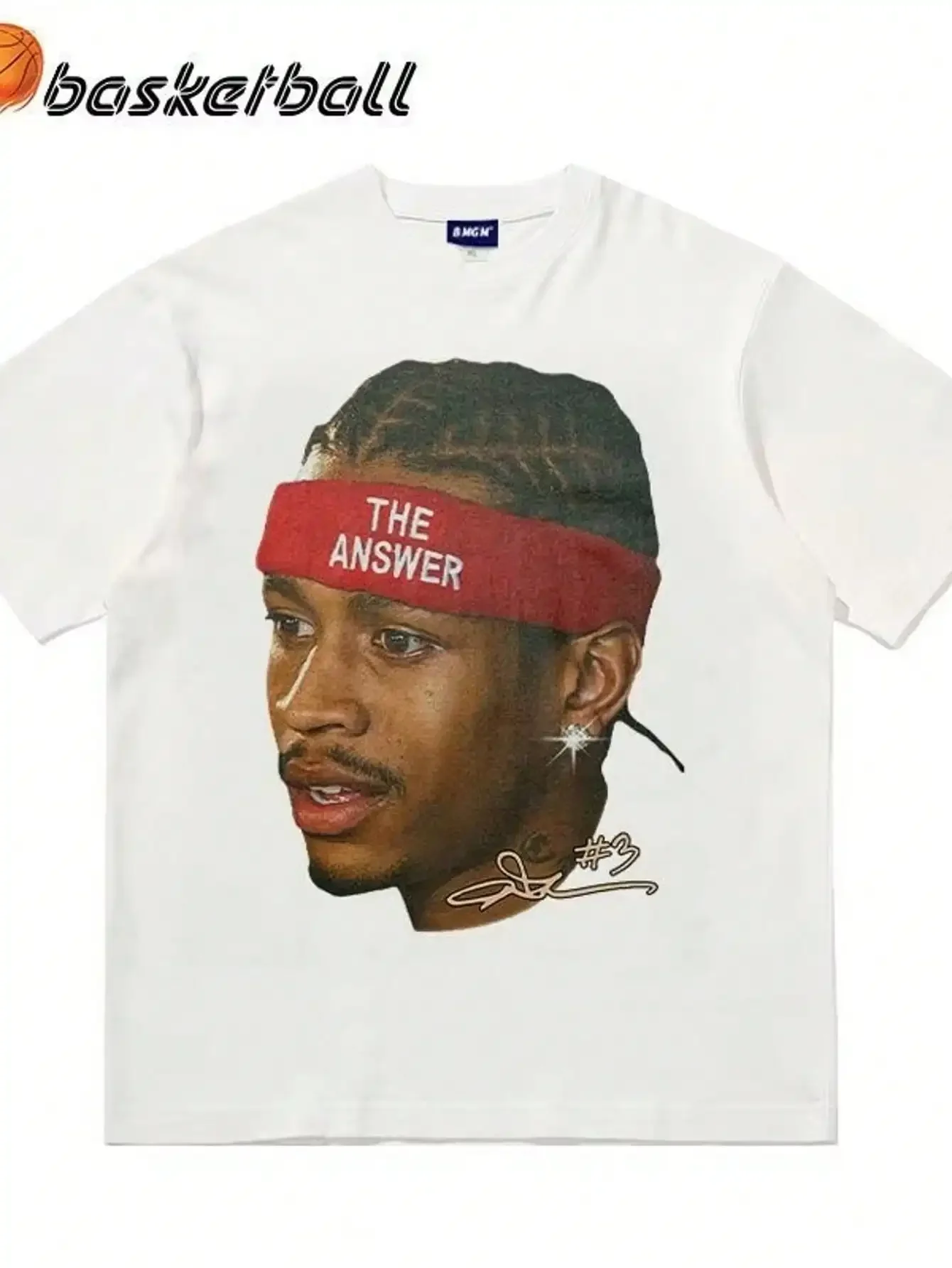 NBAS IversonS مطبوعة الشارع الشهير الرياضة كرة السلة تيز الصيف الرجال والنساء تي شيرت موضة فضفاضة قصيرة الأكمام الرياضة تيز