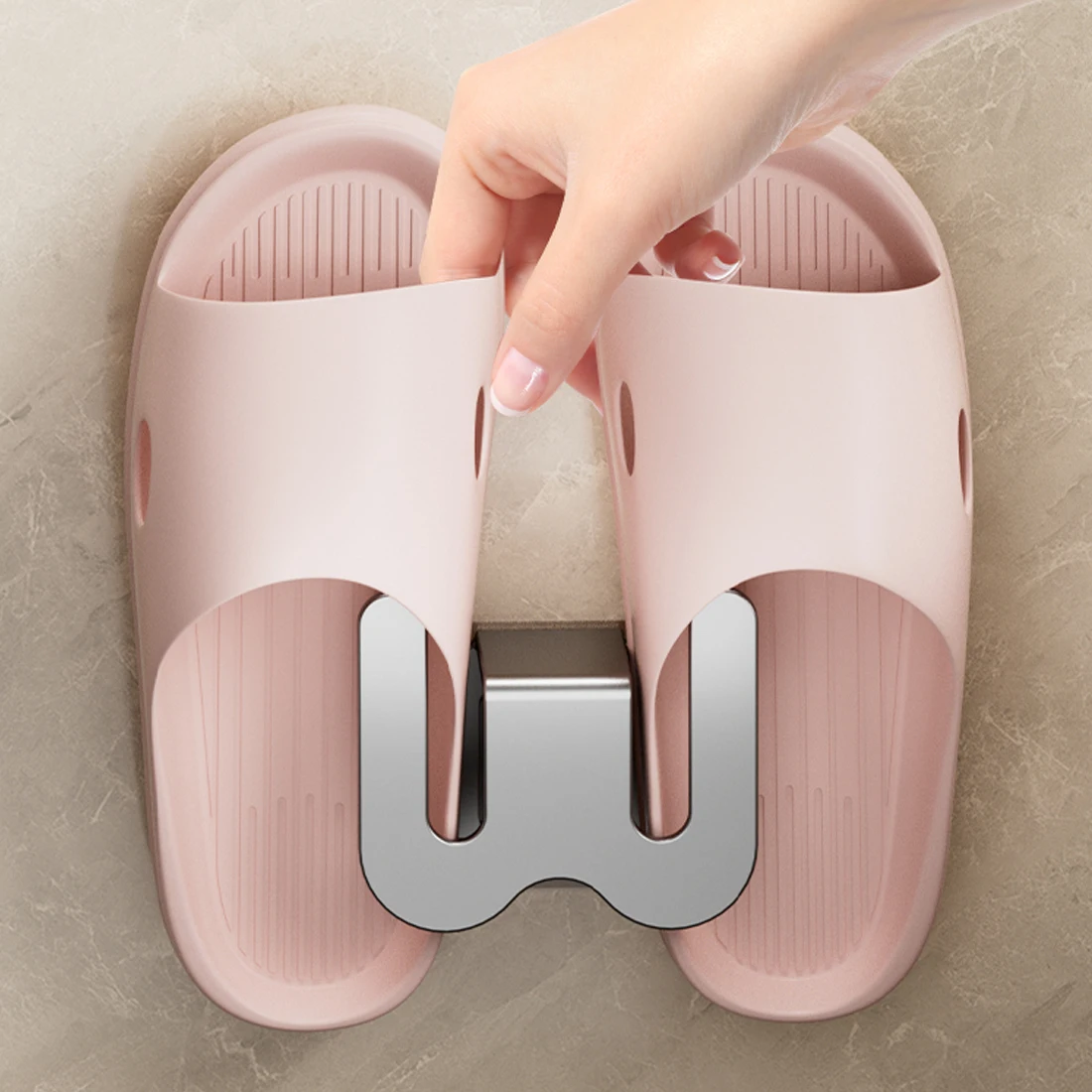 

Bathroom Shoe Rack Wall Mounted Simple Slipper Organizer No-Punching Design for Slippers Sandals Household Storage Hooks Toilet