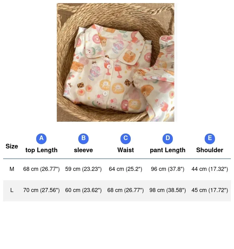 100% coton Pijama Mujer vêtements De nuit doux dessin animé beignet Pyjamas costume 2 pièces Pijamas De Mujer automne nouveau doux maison vêtements