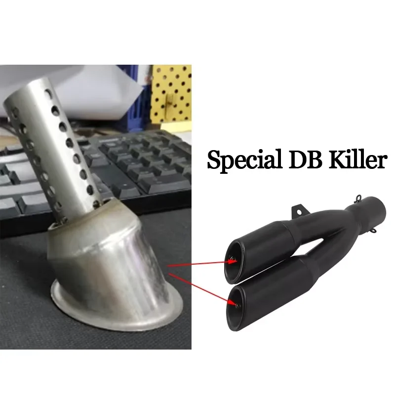 Motorcycle Double Hole Exhaust Pipe Dedicated DB Killer Echappement Modify Escape Moto Stainless Steel Muffler 2 Out Motorbike
