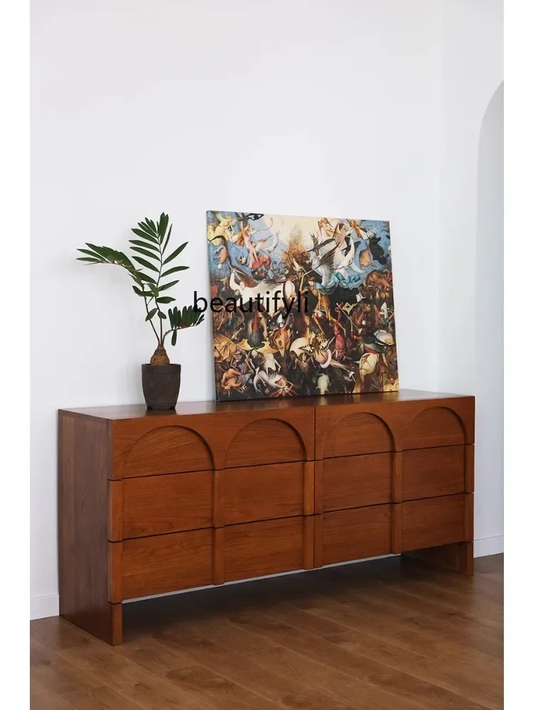 

07Mid-Ancient/Arched Door Danish Vintage Chest of Drawers Side Cabinet Furniture Replica Storage Drawer MCM Arc furniture